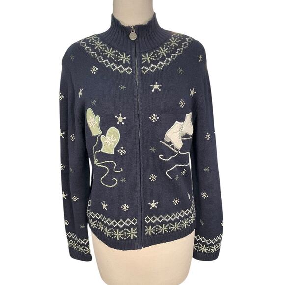 Vintage Christopher & Banks Hand Embroidered Small Jacket Ice Skates & Mittens - Picture 1 of 11